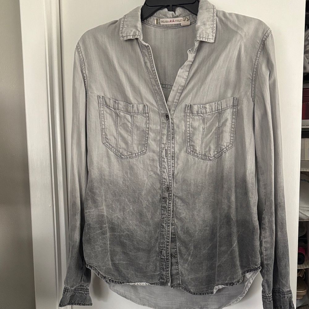 Chelsea & Violet Gray ombré Button Shirt